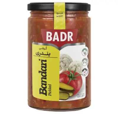بدر ترشی بندری شیشه 630 گ