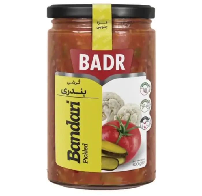 بدر ترشی بندری شیشه 630 گ