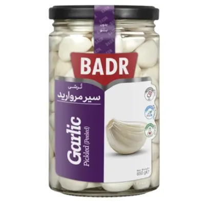 بدر ترشی سیر مروارید شیشه 650 گ
