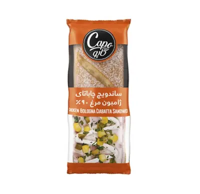 کاپو ساندویچ چاباتای ژامبون مرغ 90 %
