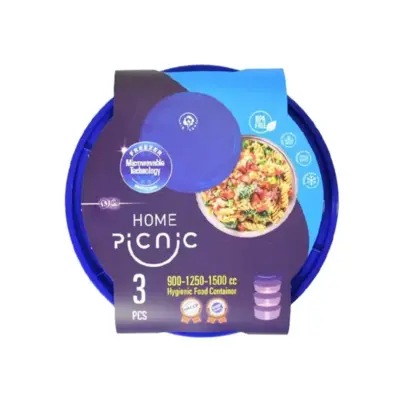 پیکنیک ظرف هات دلیوری گرد شفاف 3 ع