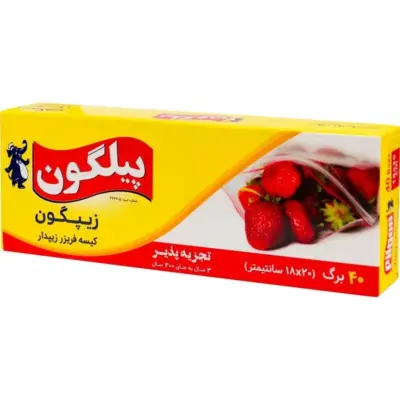 پیلگون کیسه فریزر زیپ دار اسلایدر متوسط 18*20 س 20 ع